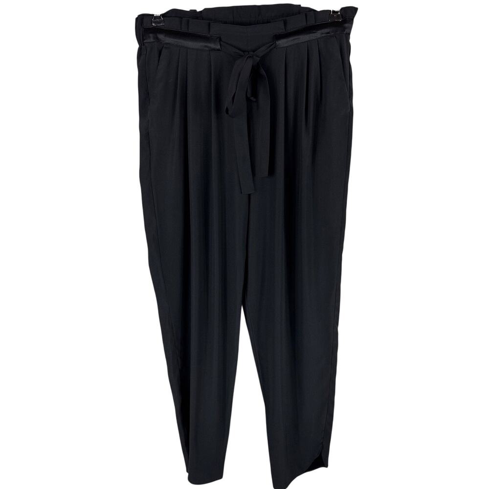 Ramy Brook Allyn Black Silk Blend Paperbag Tapered Pants, XS
